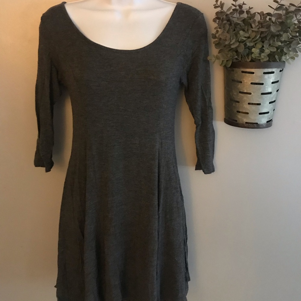 Charcoal gray cotton skater shift dress